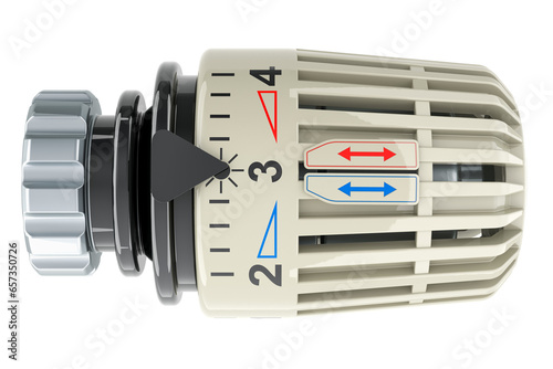 Temperature Control Valve, Thermostatic Valve Head, thermostatic radiator valve, 3D rendering isolated on transparent background