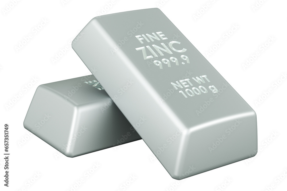 Zinс ingots, zink bars. 3D rendering isolated on transparent background Zinс ingots, zink bars. 3D rendering isolated on transparent background