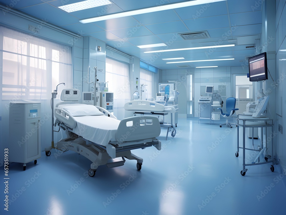 Empty modern hospital corridor, clinic hallway interior background with white chairs for patients waiting for doctor visit. Contemporary waiting room in medical office. Healthcare services concept Empty modern hospital corridor, clinic hallway interior background with white chairs for patients waiting for doctor visit. Contemporary waiting room in medical office. Healthcare services concept