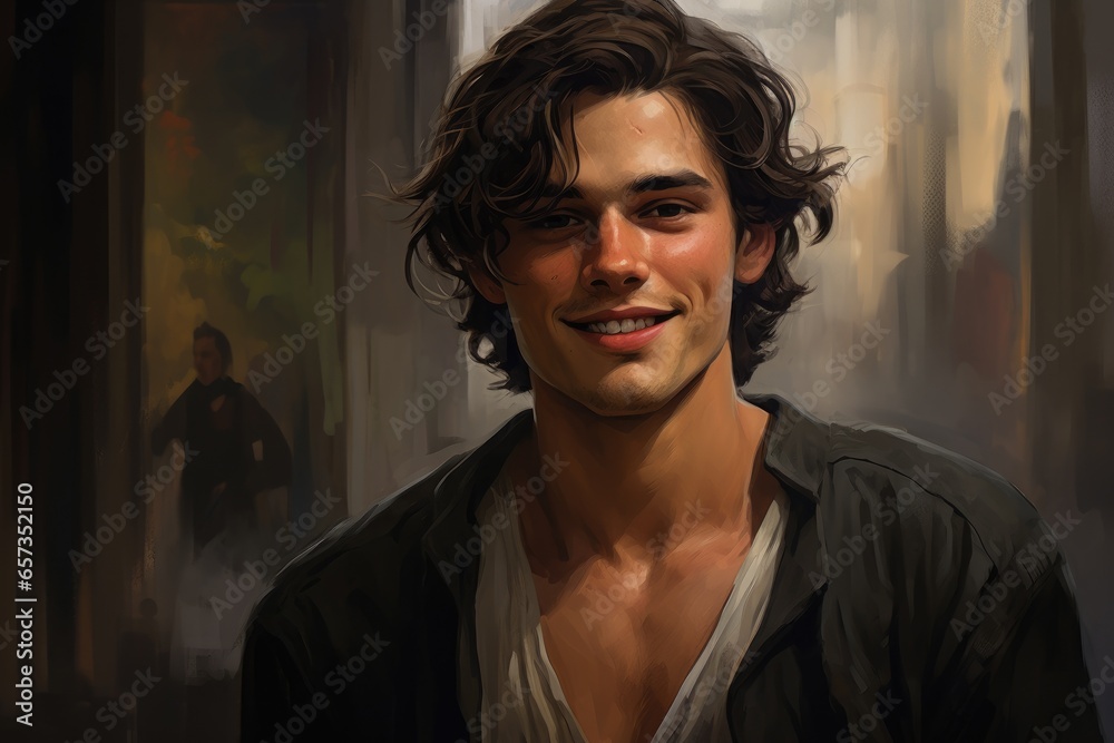 Fototapeta premium Portrait of a young handsome student