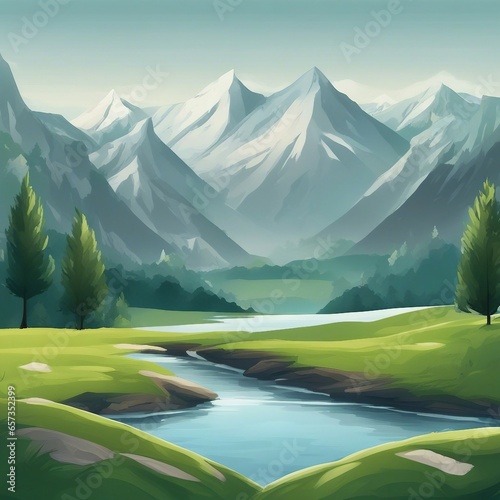 mountainous natural landscape illustration background