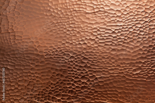 A closeup of a hammered satin copper texture, with a unique texture resembling hammered metal.