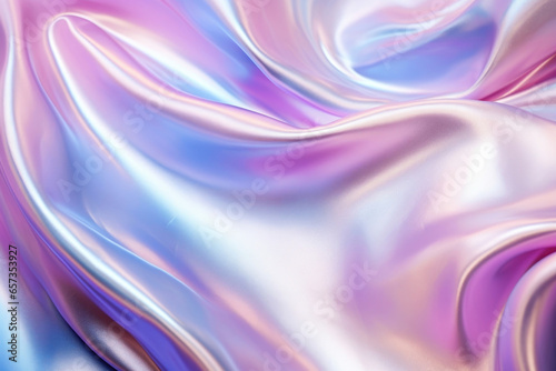 Closeup of a pearlescent iridescent plastic texture  with soft swirls of pink  purple  and blue blending together like an abstract painting. The surface is almost iridescent  with a pearly