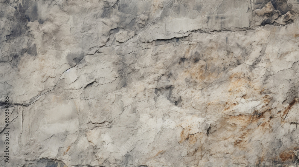 Closeup of a heavily pitted concrete wall, with deep valleys and ridges giving it a rugged appearance. The texture is co and gritty, and the color is a mix of grey and rust.