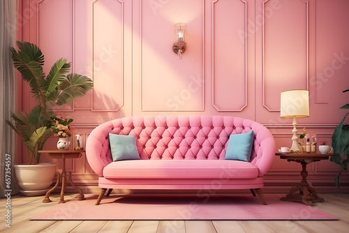 modern living room  pink