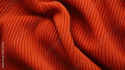 Texture of tightly knitted wool fabric with a ribbed ridged texture. The fabric has a stretchy quality and provides excellent insulation, making it ideal for winter garments. photo