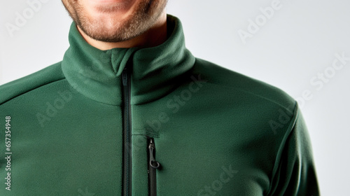 Closeup of a lightweight and finely knit fleece with a velvety feel. Its properties include breathability and quickdrying, perfect for active wear. photo