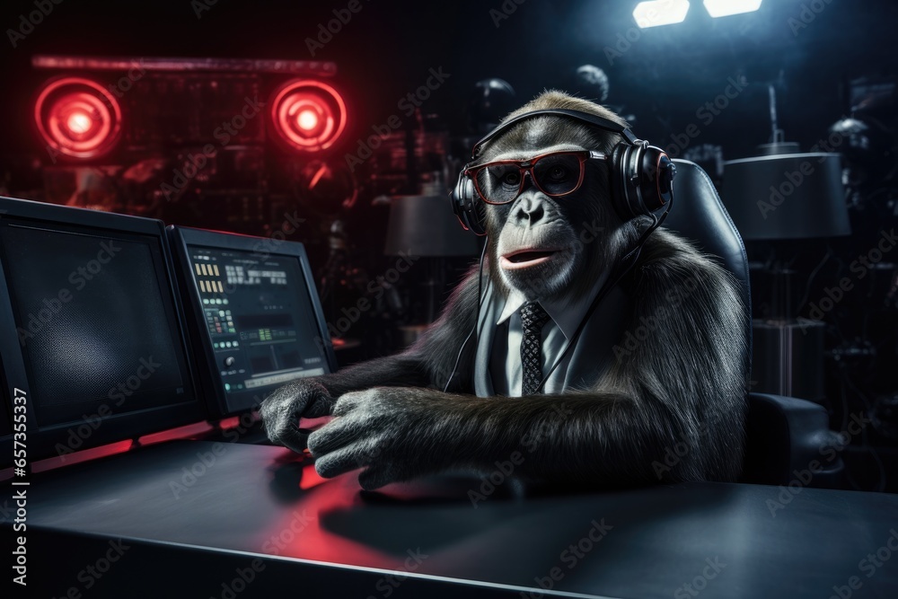 Monkey in TV studio