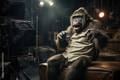 Monkey in TV studio