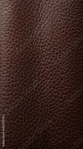 Closeup of VegetableTanned Leather The texture of this leather is firm and sy, with a slightly co surface. It has a deep chocolate brown color and shows the natural variations of the hide,