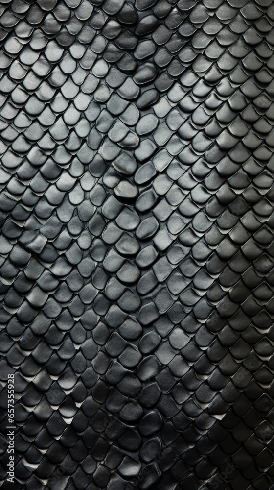Texture of Sskin Python Leather Distinctive and bold, this leather features large, striking scales in a black and grey pattern, with a slightly textured feel. Texture of Sskin Python Leather Distinctive and bold, this leather features large, striking scales in a black and grey pattern, with a slightly textured feel.