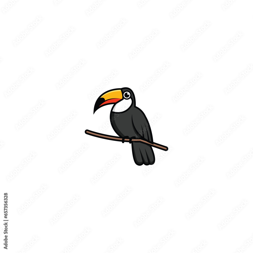 Fototapeta premium Toucan sits on a branch vector graphics