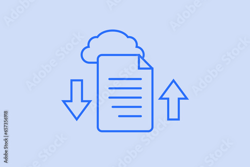  upload and download document file illustration in flat style design. Vector illustration.
