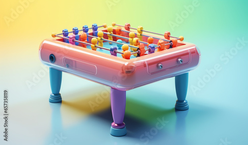 Toy table football in soft colors, plasticized material, educational for children to play. AI generated photo