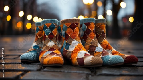 Colorful argyle socks. Generative AI.  © Elle Arden 