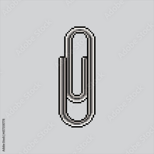 Pixel art illustration Paperclip. Pixelated Paperclip. Paperclip office
icon pixelated for the pixel art game and icon for website and video game.
old school retro.