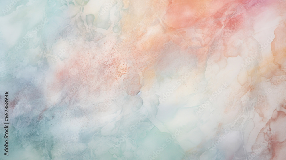 Closeup of a textured stain design on concrete, resembling a delicate watercolor painting with a mix of soft pastel hues.