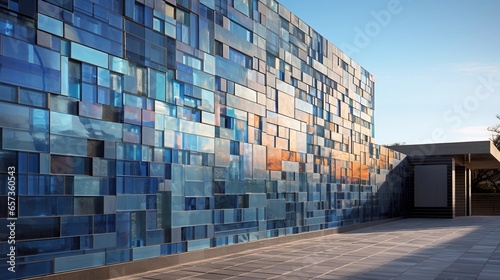 unique architectural structure adorned with textured glass tiles, providing space for text, background image, AI generated