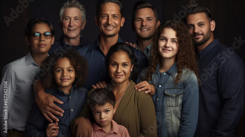 Diverse Family Bonds. Members of a diverse family share bonds of love.