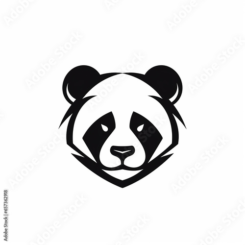 A Black and White Graphic Art Panda Bear Head Logo or Icon