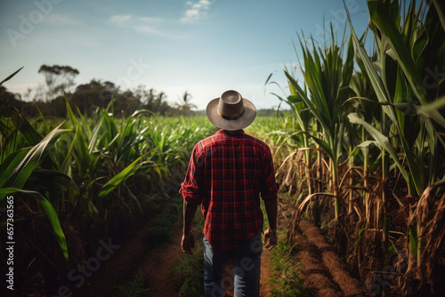 farmer working in sugarcane field,Generative ai