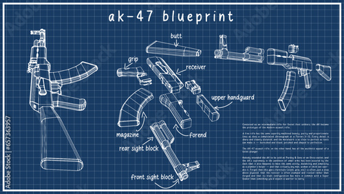 Rifle blueprint poster template