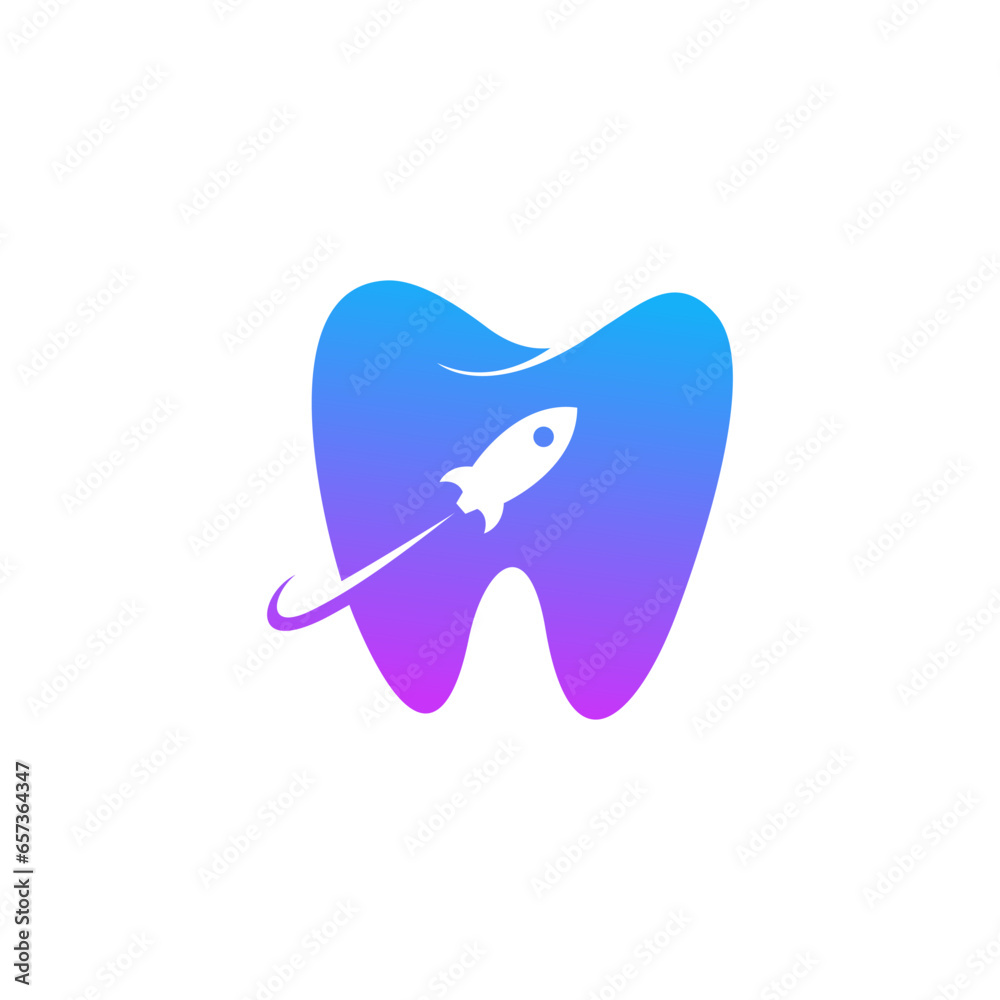 Fototapeta premium Rocket Dental Logo Vector Design Template