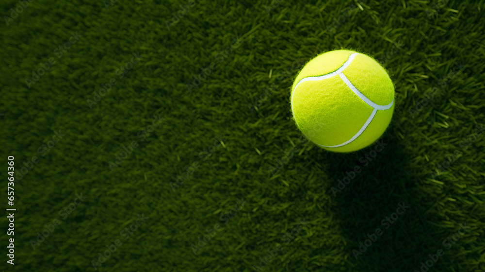 Grass Court Tennis Elegance. A tennis ball graces a grass court
