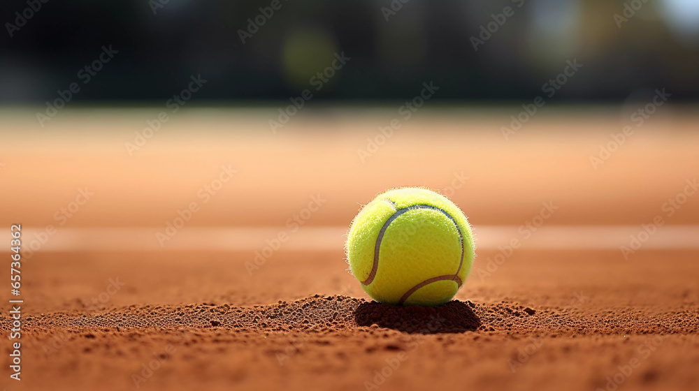 Clay Court Challenge. A tennis ball awaits action on clay