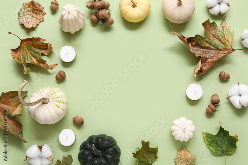 Autumn harvest flat lay wit...