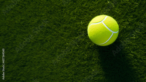 Grass Court Tennis Elegance. A tennis ball graces a grass court