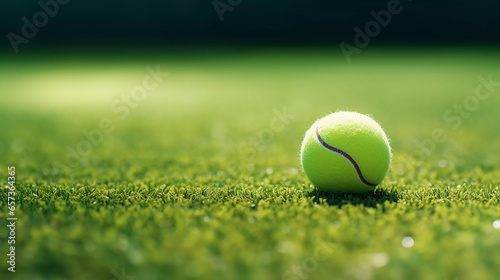 Tennis Tradition on Grass. A tennis ball on grass signifies tradition © cwiela_CH