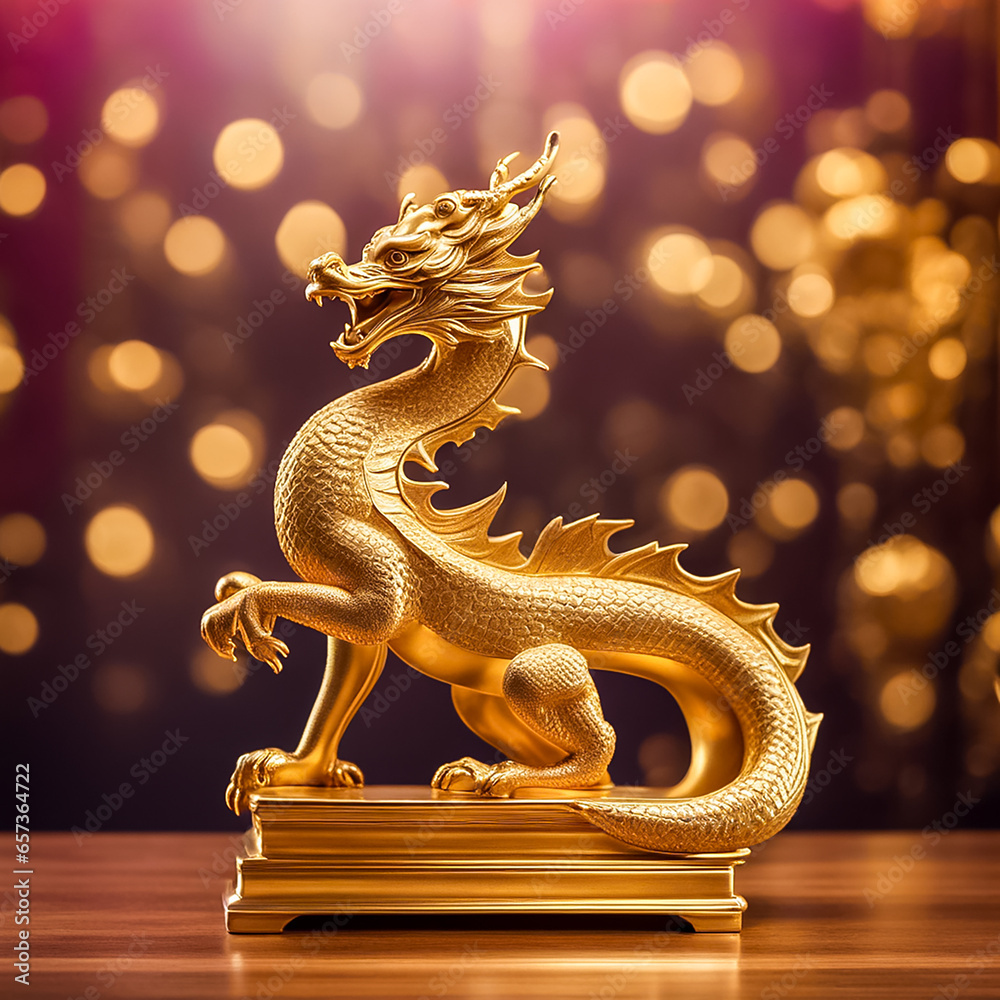 Obraz premium 龍の金色置物