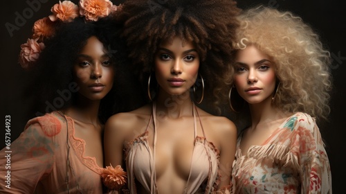 Three ethereal women showcasing natural beauty