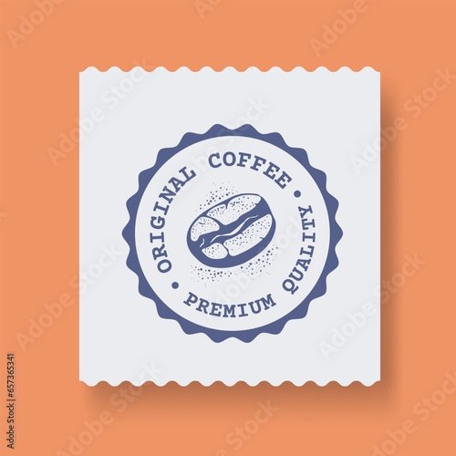 Vintage coffee bean label. Retro package stamp. 
