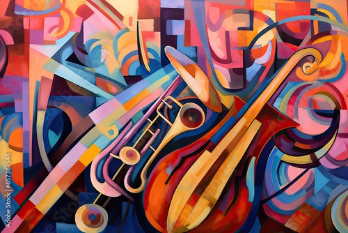 Abstract Color Background: Jazz Music Jam's Lively Cacophony Interpreted, generative AI