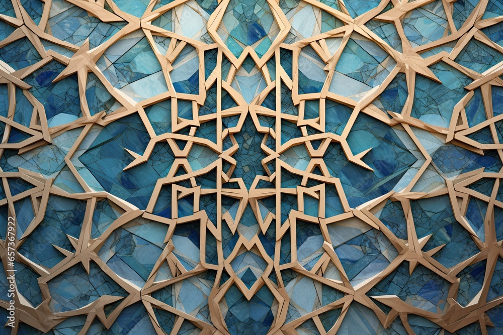 Abstract Geometric Background: Interpreting Complex Tessellation Patterns of Islamic Architecture, generative AI