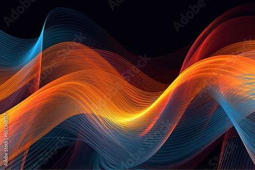 Abstract Lines Background: Rhythmic Flow of a Musical Composition - Vibrant Digital Image Design, generative AI photo