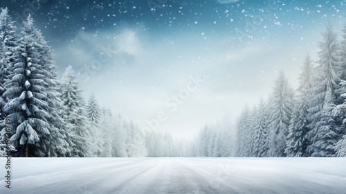 Winter road background - Generative AI © seogi