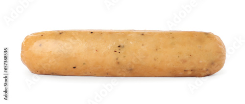 Raw sausage isolated on white. Vegan meat product