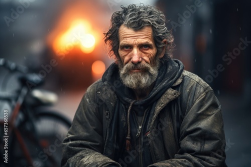 Portrait of a homelessness man