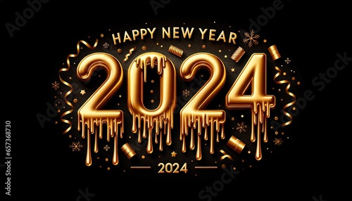 Gold Drip Happy New Year 2024
