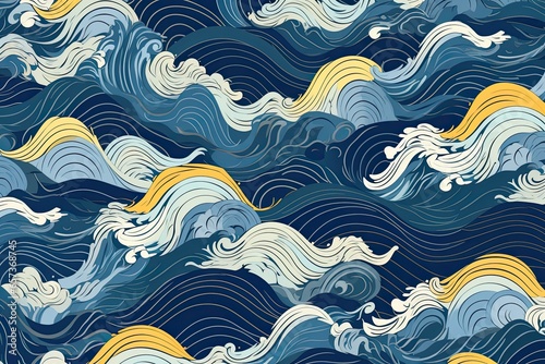 Abstract Pattern Background: Waves Crashing Hypnotically - Inspired Beach Rhythm, generative AI photo