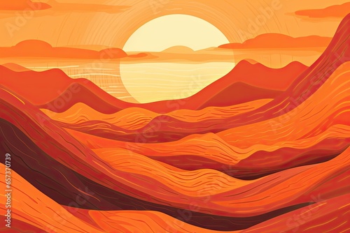Orange Abstract Background: Warm Hues of a Breathtaking Desert Sunset, generative AI