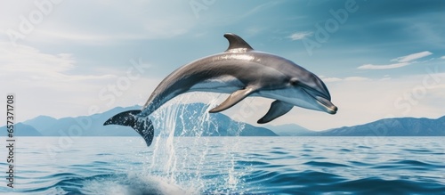 Dolphin in Palawan s ocean With copyspace for text photo