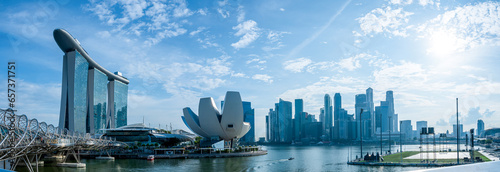 Landscape of the Singapore, Marina Bay Sands with blue sky in a bright sunny day