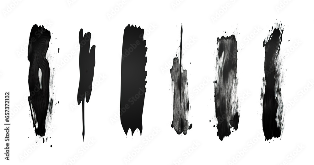set of abstract black ink paint brushes abstract straight paintbrush strokes isolated background set of abstract black ink paint brushes abstract straight paintbrush strokes isolated background