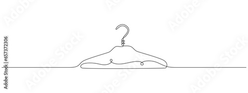 One continuous drawing of hanger sign. Concept symbol for dry cleaning and laundry service in simple linear style. Editable stroke. Doodle vector illustration