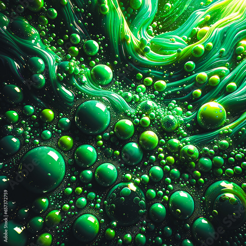 abstract green ethereal background with bubbles