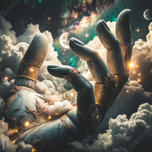 Massive Ethereal Marble Statue Hands In The Stars